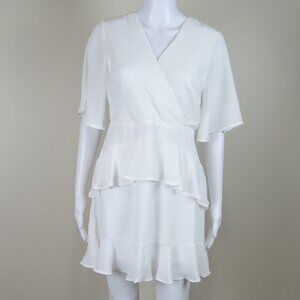 Altar'd State Ruffle Dress SIZE Medium Flared Sleeves, Lined, White